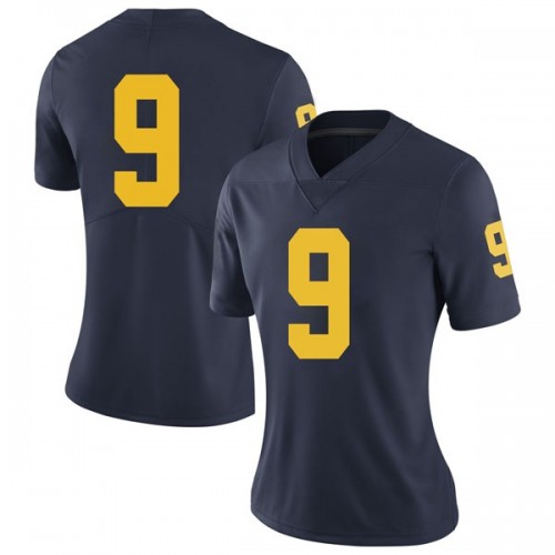 Donovan Peoples-Jones Michigan Wolverines Women's NCAA #9 Navy Limited Brand Jordan College Stitched Football Jersey PBL2754BP